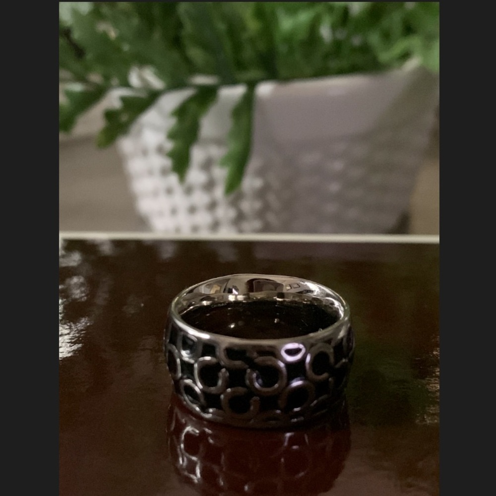 Coach Signature Classic Logo Ring Black ORIGINAL